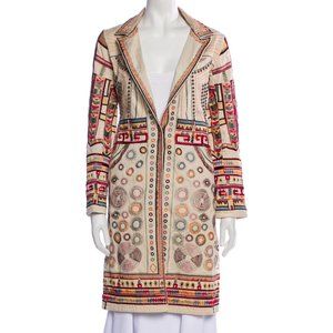 Johnny Was Embroidered Cream and Warm Tone Multicolor Cotton Coat